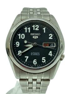 SEIKO◆自動巻腕時計/アナログ/ステンレス/BLK/SLV/SS/7S26-01V0