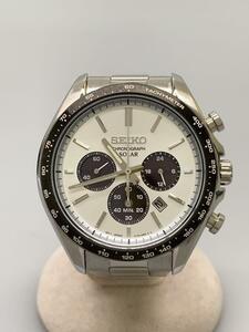 SEIKO◆ソーラー腕時計/アナログ/ステンレス/WHT/SLV/V175-0FA0