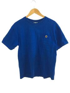 A BATHING APE◆ONE POINT POCKET TEE/Tシャツ/L/コットン/BLU/無地/001TEF801080X//