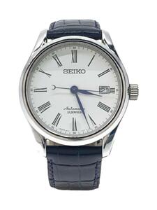 SEIKO◆自動巻き腕時計/アナログ/レザー/BLK/6B15-02P0