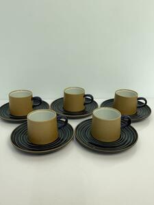  Hakusan Porcelain * cup & saucer /5 point set / Brown / navy / use impression equipped / Haku sun to float 