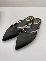 Rene Caovilla◆SLIPPER/BLACK SATIN PEARLS/サテン/サイズ39 2/1/パンプス/-/BLK_画像2