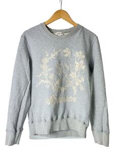 Alexander McQueen◆19AW/FLORAL SKULL刺繍スウェット/Mサイズ/コットン/グレー/625355 QPZ67