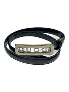 GUCCI◆ベルト/ロゴバックル/レザー/BLK/レディース/037 2092 0939