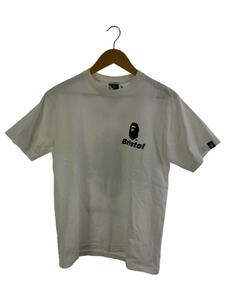 F.C.R.B.(F.C.Real Bristol)◆Tシャツ/M/コットン/WHT/19SS/ロゴプリント/首周り汚れ有