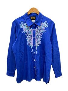 80s-90s/Bob Mackie/長袖シャツ/L/コットン/BLU