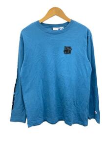 UNDEFEATED◆長袖Tシャツ/L/コットン/BLU/胸、袖プリント