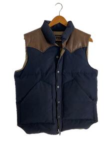 SUGAR CANE◆ダウンベスト/L/ナイロン/NVY/SC11597/LEATHER YOKE DOWN VEST