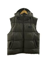 RVCA◆ダウンベスト/M/ポリエステル/カーキ/BC042771/VISOR HOODED PUFFER VEST_画像1