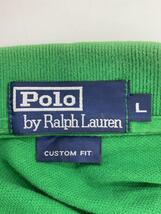 POLO RALPH LAUREN◆ポロシャツ/L/コットン/GRN/無地/CUSTOM FIT/ポニーロゴ/使用感有_画像3