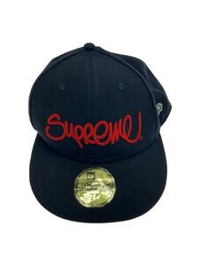 Supreme◆キャップ/7 3/8/ポリエステル/BLK/無地/メンズ