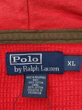 POLO RALPH LAUREN◆90s/裏地サーマル/ワッペン/CONMARジップ/ジップパーカー/XL/コットン/RED_画像3