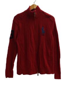 POLO RALPH LAUREN◆ジップアップニットブルゾン/ビッグポニー/XL/ウール/RED