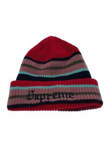 Supreme◆Bright Stripe Beanie/ニットキャップ/FREE/アルパカ/レッド/ストライプ/メンズ