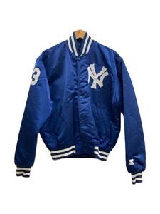 STARTER◆90s/YANKEES/MLB/mattingly/サテンスタジャン/L/ナイロン/BLU