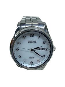 SEIKO◆ソーラー腕時計/アナログ/WHT/SLV/V158-0AW0//