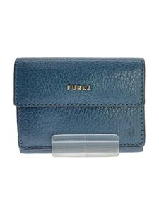 FURLA◆3つ折り財布/レザー/BLU/無地/レディース//