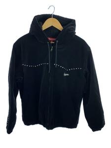 Supreme◆21AW/Studded Velvet Hooded Work Jacket/ジャケット/M/コットン/BLK