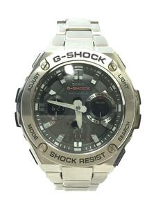 CASIO◆ソーラー腕時計・G-SHOCK/デジアナ/SLV//