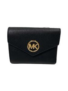 MICHAEL KORS◆3つ折り財布/レザー/BLK/無地/レディース/32S1GNME6L