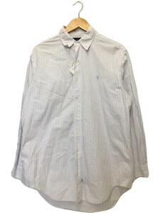 RALPH LAUREN◆USA製/BDシャツ/INPORTED COTTON/90s/長袖シャツ/コットン/白/ホワイト/ストライプ//