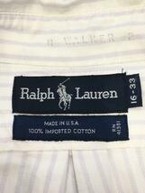 RALPH LAUREN◆USA製/BDシャツ/INPORTED COTTON/90s/長袖シャツ/コットン/白/ホワイト/ストライプ//_画像3