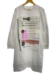 MM6◆Graphic print cotton Sweatshirt Dress/M/コットン/WHT/S52CT0685