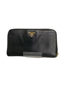 PRADA◆長財布/レザー/BLK/無地/メンズ