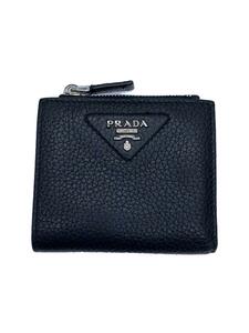 PRADA◆2つ折り財布/レザー/BLK/無地/メンズ/2ML049