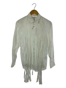 COMME des GARCONS SHIRT◆23SS/フリンジシャツ/汚れ有/長袖シャツ/S/コットン/WHT/FL-B051