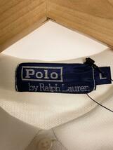 POLO RALPH LAUREN◆ポロシャツ/L/コットン/WHT/無地_画像3