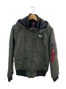 ALPHA INDUSTRIES◆ジャケット/M/ナイロン/KHK/TA1571-076/フーディー/カーキ/