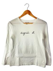 agnes b.◆Logo Print L/S T-shirt/2/コットン/WHT/0330S137