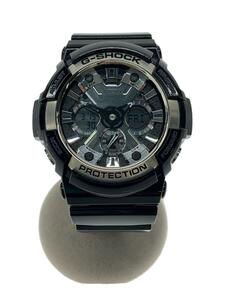 CASIO◆クォーツ腕時計・G-SHOCK/デジアナ/レザー/BLK/BLK/GAー200BWー1AJF