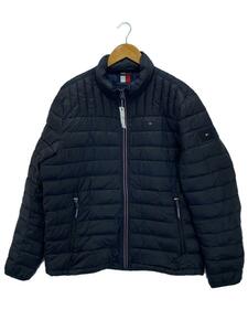 TOMMY HILFIGER◆PACKABLE JACKET/ダウンジャケット/L/ナイロン/BLK/無地/150AN796//