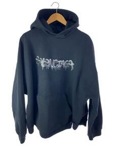 BALENCIAGA◆SLIME HOODIE/パーカー/4/コットン/BLK/無地/674986//