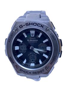 CASIO◆ソーラー腕時計・G-SHOCK/デジアナ/ステンレス/SLV/SLV//