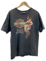 HARLEY DAVIDSON◆Hanesボディ/プリントTシャツ/XL/コットン/BLK/プリント_画像1