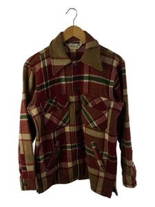 Woolrich◆長袖シャツ/M/ウール/BRW/チェック/60-70’S/シャツジャケット