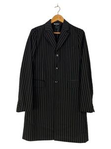 BLACK COMME des GARCONS◆2019/チェスターコート/コート/M/ポリエステル/ブラック/ストライプ