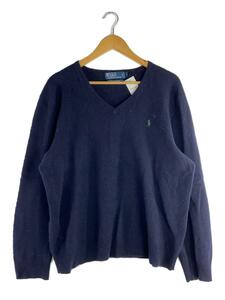 POLO RALPH LAUREN◆Vネック/90`s/セーター(厚手)/XL/ウール/NVY