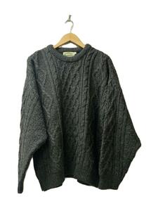 ARAN CRAFTS◆Vintage/Arancrafts/アイルランド製/アランニットセーター/フィッシャーマン/XL/ダークグレー