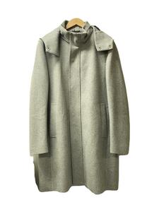CK Calvin Klein◆Melton Wool Coat/コート/デタッチャブルフード付き/SIZE:40/ウール/グレー