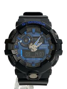 CASIO◆クォーツ腕時計・G-SHOCK/デジアナ/ラバー/BLU/BLK