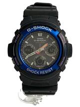 CASIO◆ソーラー腕時計・G-SHOCK/デジアナ/ラバー/BLK/BLK_画像1