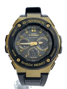 CASIO◆ソーラー腕時計・G-SHOCK/デジアナ/ラバー/GLD/BLK