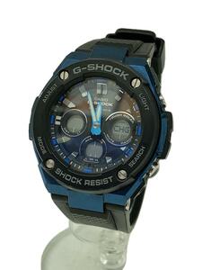 CASIO◆ソーラー腕時計・G-SHOCK/デジアナ/ラバー/BLK/BLK