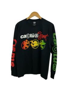 STUSSY◆長袖Tシャツ/CACTUS SPORTLS TEE/S/コットン/BLK/プリント