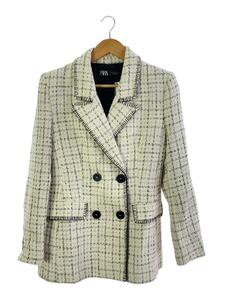 ZARA◆DOUBLE BREASTED TEXTURED WEAVE JACKET/M/WHT/8274/113/070
