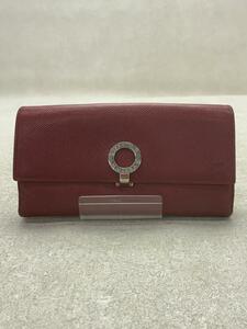 BVLGARI◆ブルガリ/長財布/-/RED/無地/レディース/33744